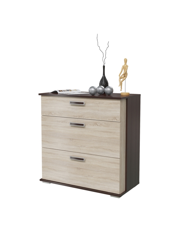 Комод с 3-мя ящиками 4-4425вндубсон Даллас, цвет венге/дуб сонома, ШхГхВ 90х44х90 см.