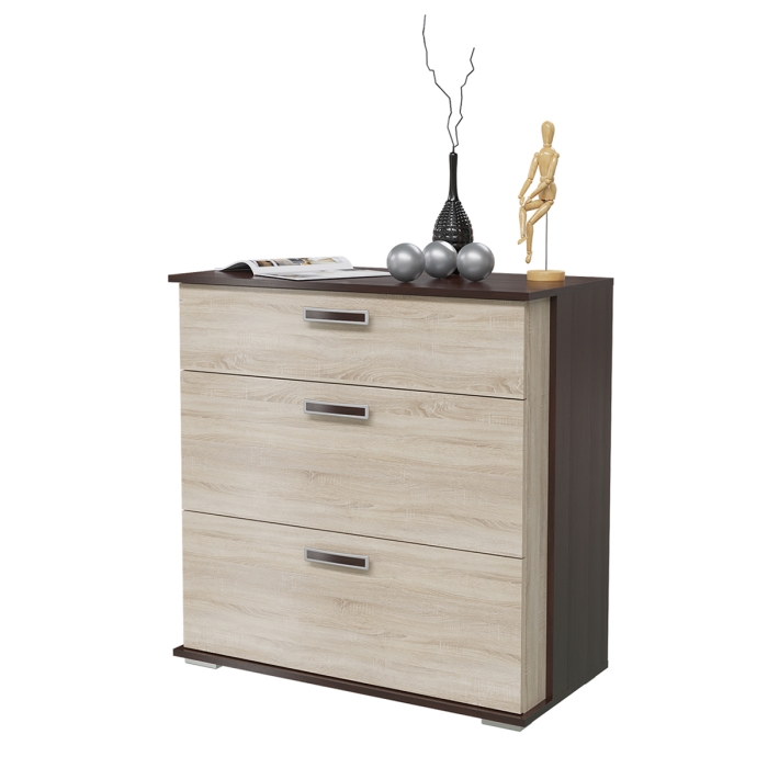 Комод с 3-мя ящиками 4-4425вндубсон Даллас, цвет венге/дуб сонома, ШхГхВ 90х44х90 см.