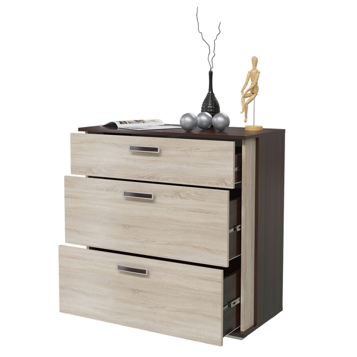 Комод с 3-мя ящиками 4-4425вндубсон Даллас, цвет венге/дуб сонома, ШхГхВ 90х44х90 см.