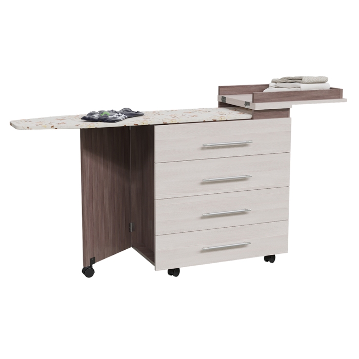 Комод с гладильной доской 4-44300бод.темсв, цвет бодега тёмный/бодега светлый, ШхГхВ 75х43х84 см., разложенный 169х43х91 см., НЕ универсальная сборка