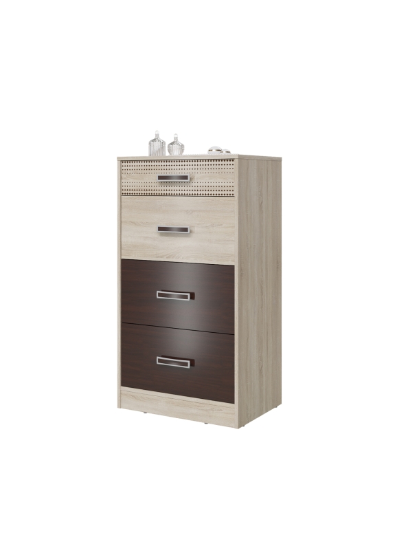 Румба 4-4427дубсонвн Комод с четырьмя ящиками, цвет дуб сонома/венге, ШхГхВ 60х43х110 см.