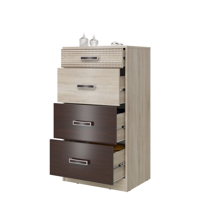 Румба 4-4427дубсонвн Комод с четырьмя ящиками, цвет дуб сонома/венге, ШхГхВ 60х43х110 см.