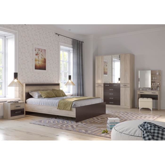 Румба 4-2524дубсонвн Трюмо, цвет дуб сонома/венге, ШхГхВ 80х43х153 см.