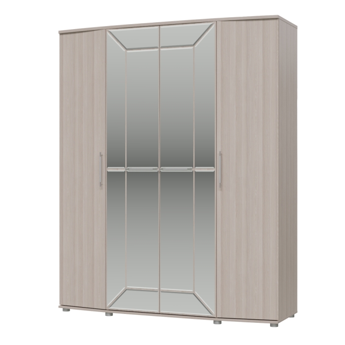 Только под заказ Шкаф 4-х дверный 4-5200Тяс.св. Амели, цвет ясень шимо светлый, ШхГхВ 181х60х223 см.