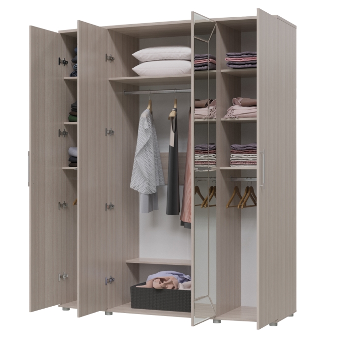 Только под заказ Шкаф 4-х дверный 4-5200Тяс.св. Амели, цвет ясень шимо светлый, ШхГхВ 181х60х223 см.