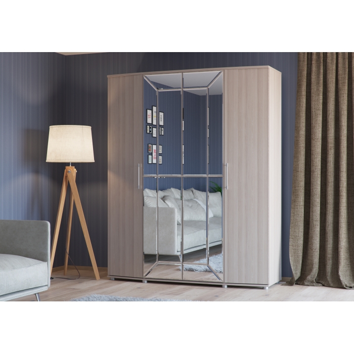 Только под заказ Шкаф 4-х дверный 4-5200Тяс.св. Амели, цвет ясень шимо светлый, ШхГхВ 181х60х223 см.