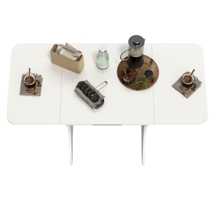 Стол обеденный раскладной с ящиком 6-02.120ТМбел, цвет белый, ШхГхВ 120х57х75 см., 60х57х75 см. сложенный