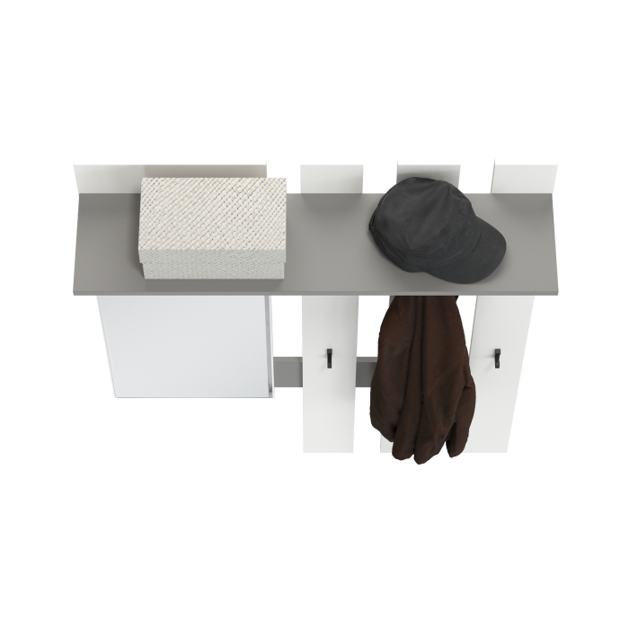 Лира ГК 2-3814граф/бел Вешалка с зеркалом, цвет графит/белый, ШхГхВ 100х28х135 см., универсальная сборка