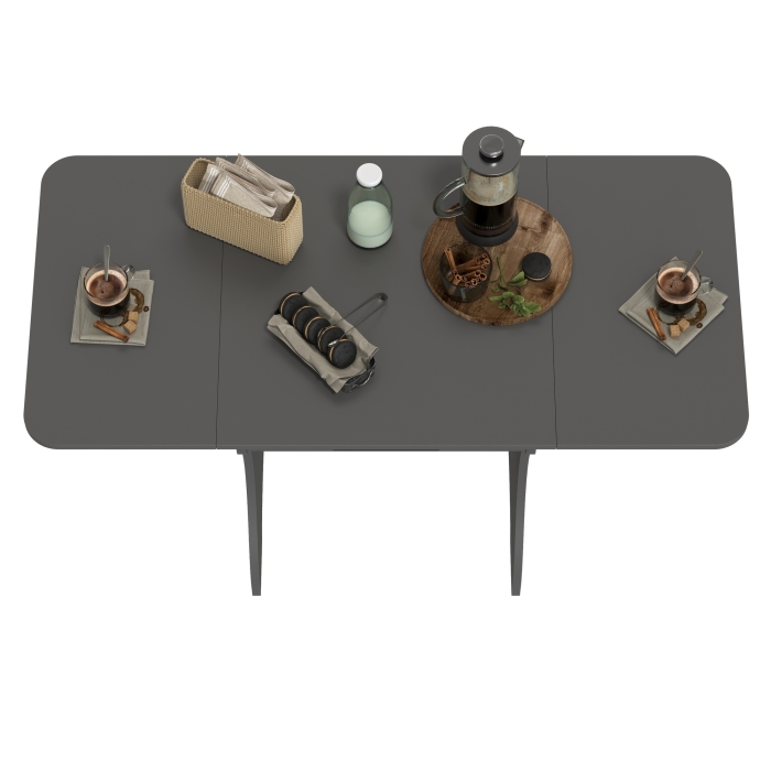 Стол обеденный раскладной с ящиком 6-02.120ТМграф, цвет графит, ШхГхВ 120х57х75 см., 60х57х75 см. сложенный