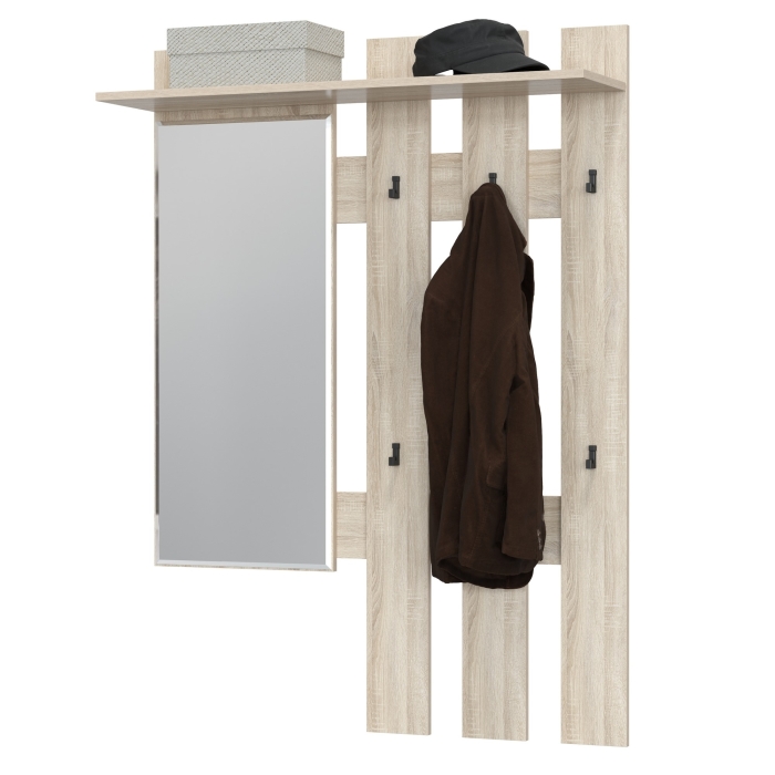 Лира ГК 2-3814дубсон Вешалка с зеркалом, цвет дуб сонома, ШхГхВ 100х28х135 см., универсальная сборка