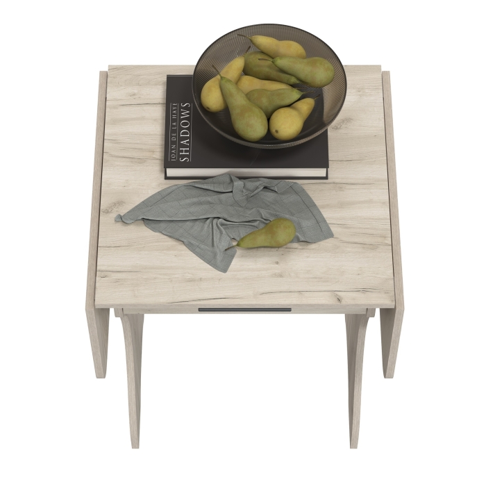 Стол обеденный раскладной с ящиком 6-02.120ТМдкс, цвет дуб крафт серый, ШхГхВ 120х57х75 см., 60х57х75 см. сложенный