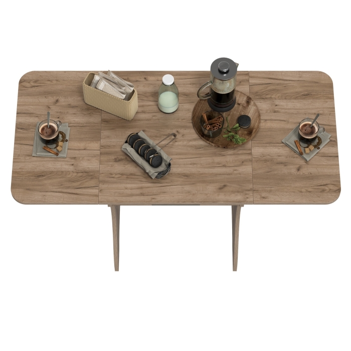 Стол обеденный раскладной с ящиком 6-02.120ТМдкт, цвет дуб крафт табачный, ШхГхВ 120х57х75 см., 60х57х75 см. сложенный