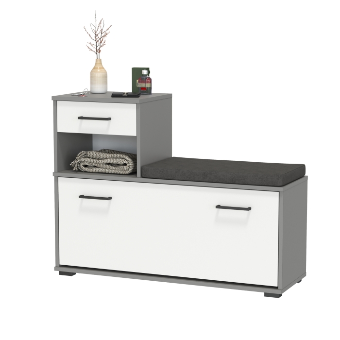 Лира ГК 2-0714граф/бел Тумба под обувь, цвет графит/белый, ШхГхВ 100х33х75,5 см., универсальная сборка