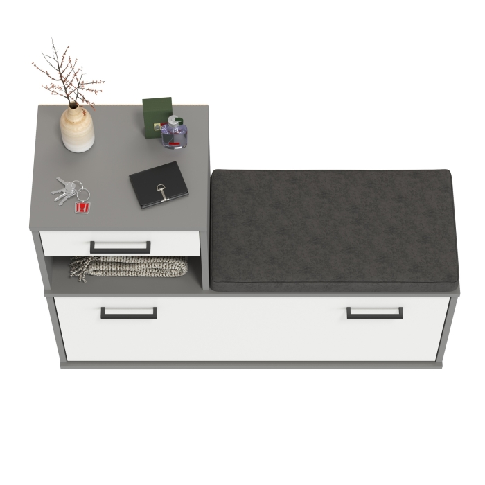 Лира ГК 2-0714граф/бел Тумба под обувь, цвет графит/белый, ШхГхВ 100х33х75,5 см., универсальная сборка