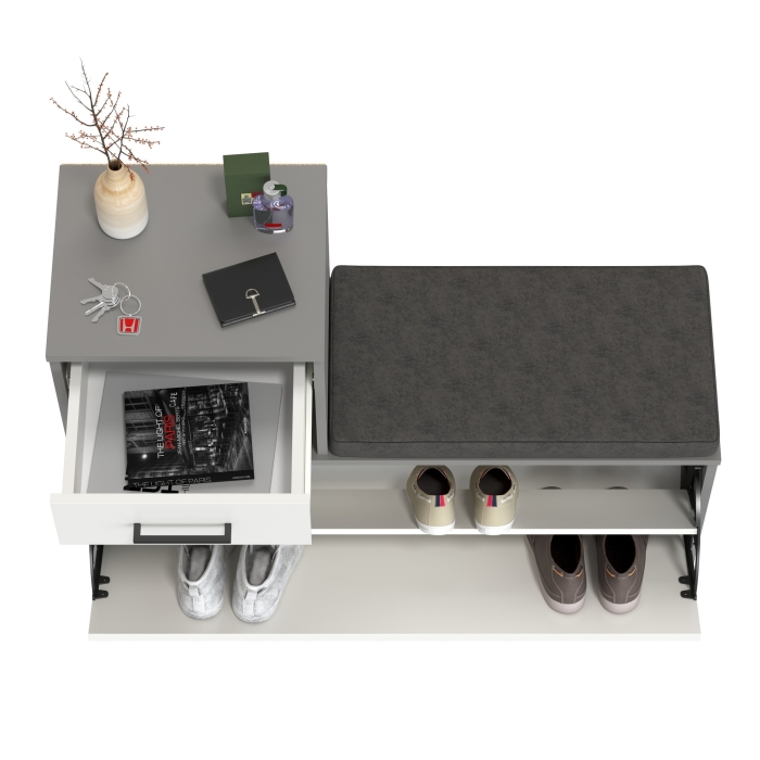 Лира ГК 2-0714граф/бел Тумба под обувь, цвет графит/белый, ШхГхВ 100х33х75,5 см., универсальная сборка