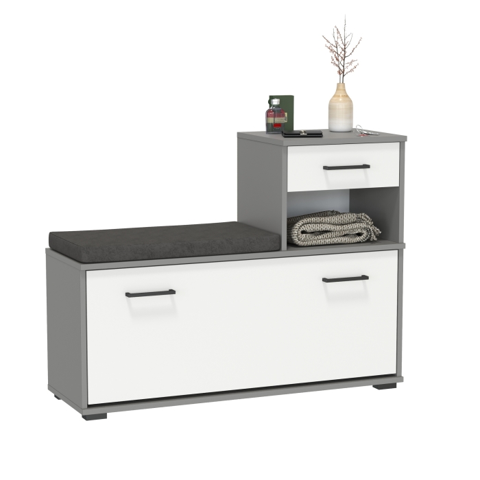 Лира ГК 2-0714граф/бел Тумба под обувь, цвет графит/белый, ШхГхВ 100х33х75,5 см., универсальная сборка