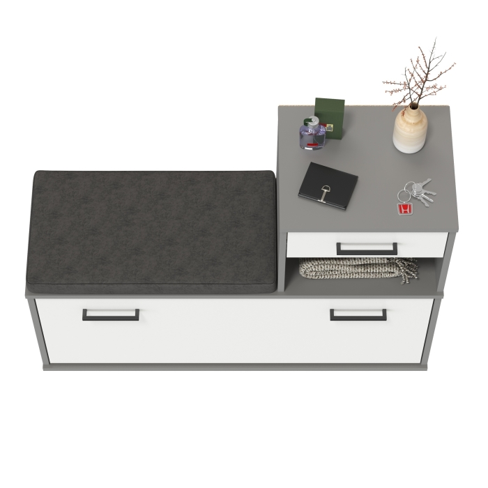 Лира ГК 2-0714граф/бел Тумба под обувь, цвет графит/белый, ШхГхВ 100х33х75,5 см., универсальная сборка