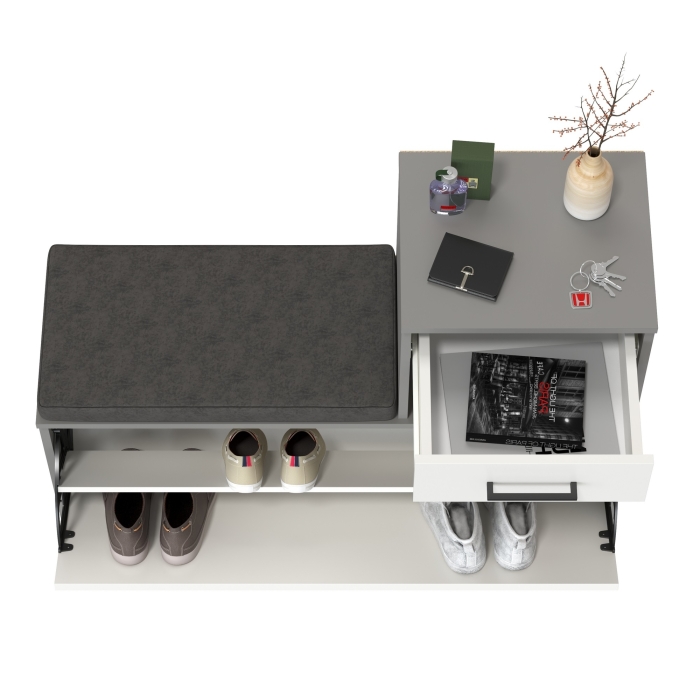 Лира ГК 2-0714граф/бел Тумба под обувь, цвет графит/белый, ШхГхВ 100х33х75,5 см., универсальная сборка