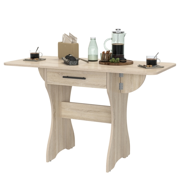 Стол обеденный раскладной с ящиком 6-02.120ТМдубсон, цвет дуб сонома, ШхГхВ 120х57х75 см., 60х57х75 см. сложенный