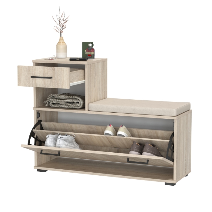 Лира ГК 2-0714дубсон Тумба под обувь, цвет дуб сонома, ШхГхВ 100х33х75,5 см., универсальная сборка