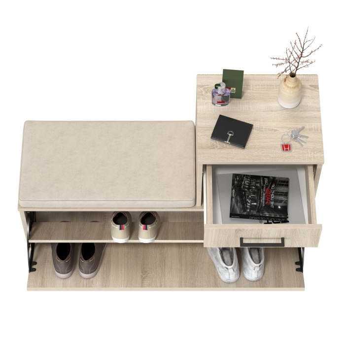 Лира ГК 2-0714дубсон Тумба под обувь, цвет дуб сонома, ШхГхВ 100х33х75,5 см., универсальная сборка