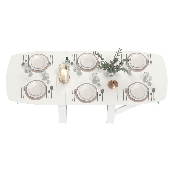 Стол-книжка 1-66бел, цвет белый, ШхГхВ 30х88х74 см. сложенный, разложенный три размера: 90/169/228х88х74 см.