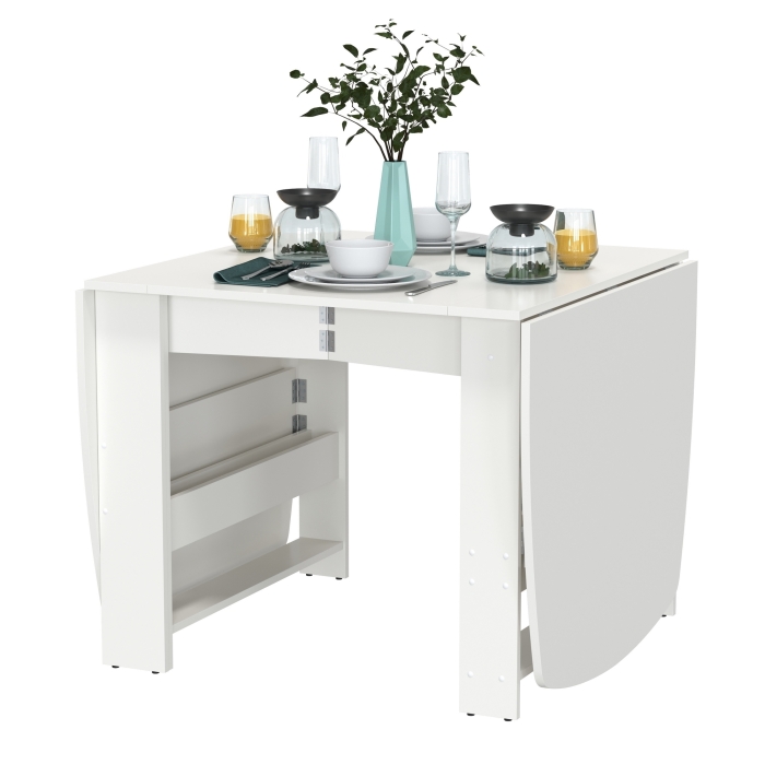 Стол-книжка 1-66бел, цвет белый, ШхГхВ 30х88х74 см. сложенный, разложенный три размера: 90/169/228х88х74 см.