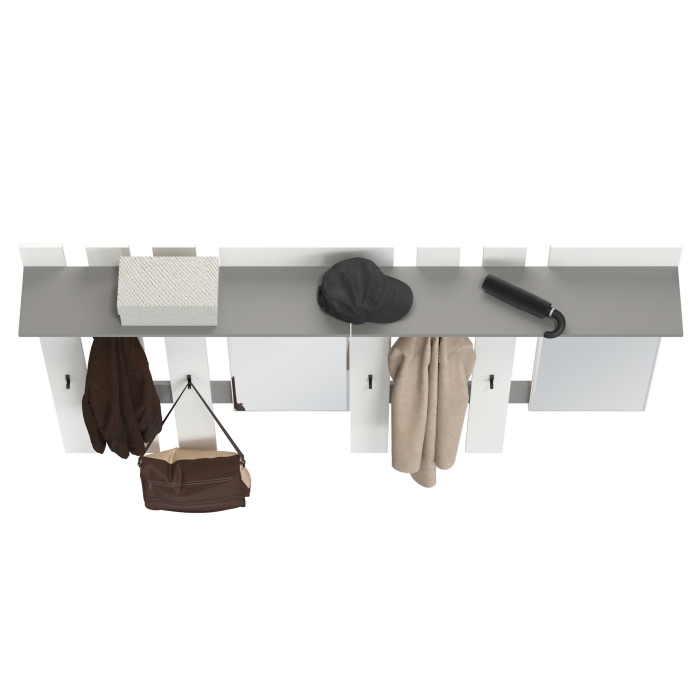 Лира ГК 2-3814+2-3814графбел Вешалка с зеркалом, цвет графит/белый, ШхГхВ 200х28х135 см., универсальная сборка