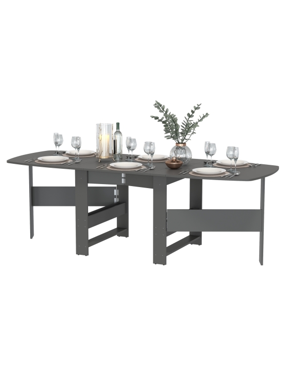 Стол-книжка 1-66граф, цвет графит, ШхГхВ 30х88х74 см. сложенный, разложенный три размера: 90/169/228х88х74 см.