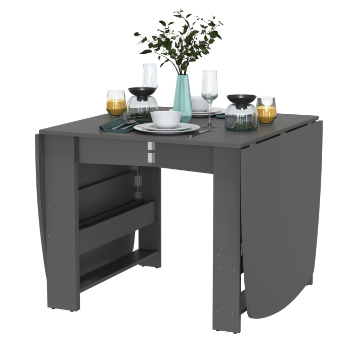 Стол-книжка 1-66граф, цвет графит, ШхГхВ 30х88х74 см. сложенный, разложенный три размера: 90/169/228х88х74 см.