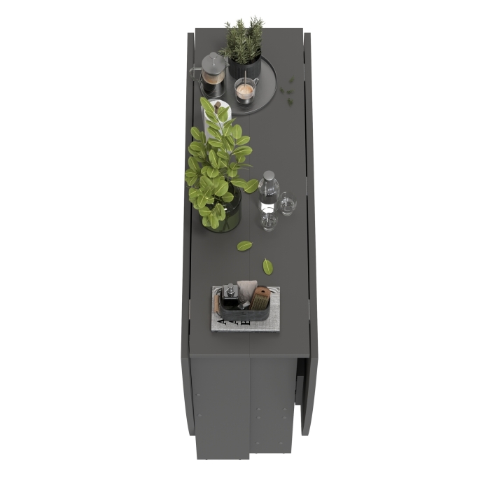 Стол-книжка 1-66граф, цвет графит, ШхГхВ 30х88х74 см. сложенный, разложенный три размера: 90/169/228х88х74 см.