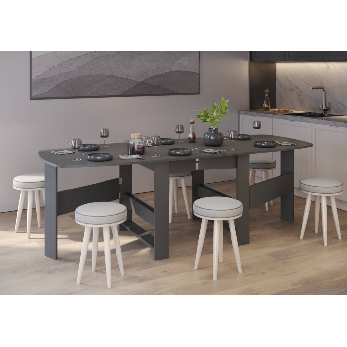 Стол-книжка 1-66граф, цвет графит, ШхГхВ 30х88х74 см. сложенный, разложенный три размера: 90/169/228х88х74 см.