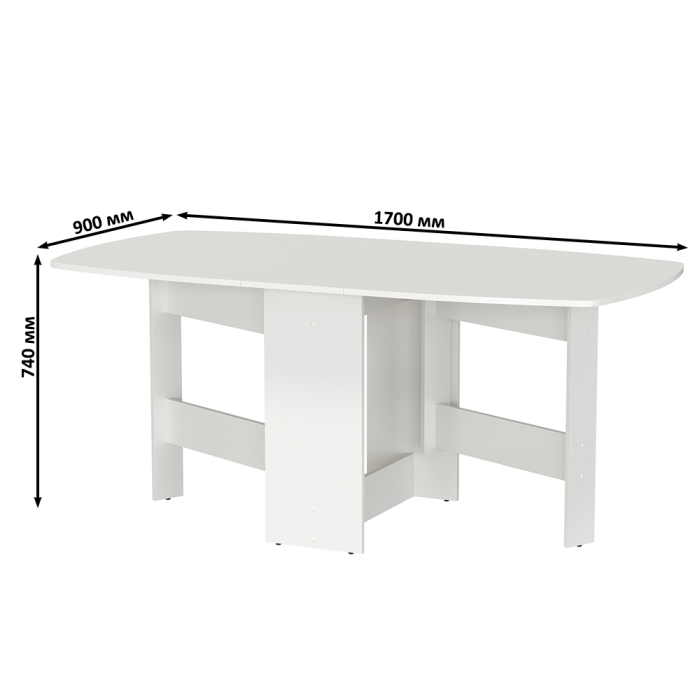 Стол-книжка раскладной 1-65М1бел, цвет белый, ШхГхВ 170х90х74 см., 30х90х74 см. сложенный