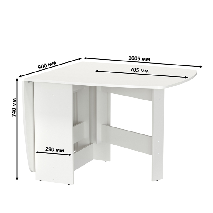 Стол-книжка раскладной 1-65М1бел, цвет белый, ШхГхВ 170х90х74 см., 30х90х74 см. сложенный