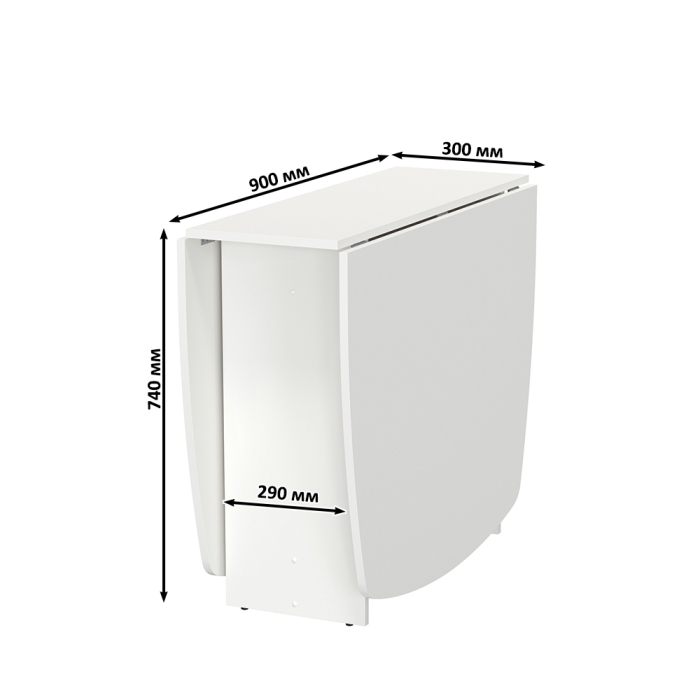 Стол-книжка раскладной 1-65М1бел, цвет белый, ШхГхВ 170х90х74 см., 30х90х74 см. сложенный