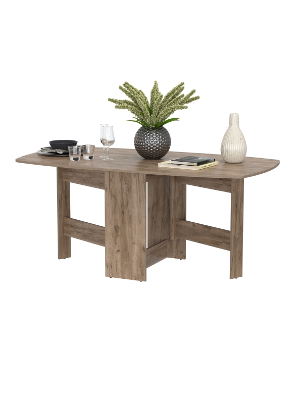 Стол-книжка раскладной 1-65М1дкт, цвет дуб крафт табачный, ШхГхВ 170х90х74 см., 30х90х74 см. сложенный