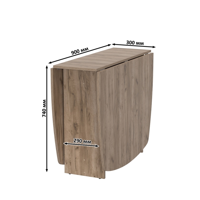 Стол-книжка раскладной 1-65М1дкт, цвет дуб крафт табачный, ШхГхВ 170х90х74 см., 30х90х74 см. сложенный