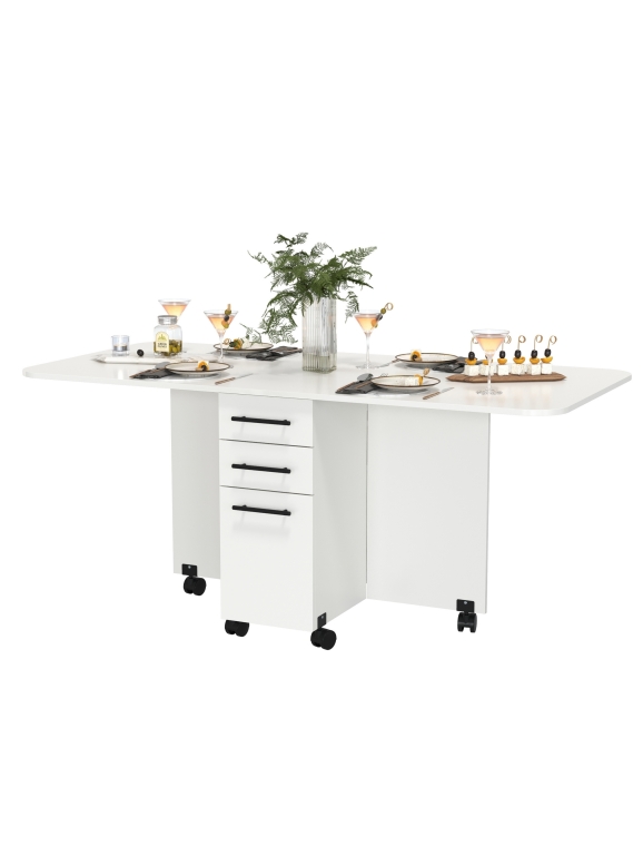 Стол-книжка с ящиками 1-6702бел, цвет белый, ШхГхВ 38х80х74 см. сложенный, разложенный два размера: 103/167х80х74 см.