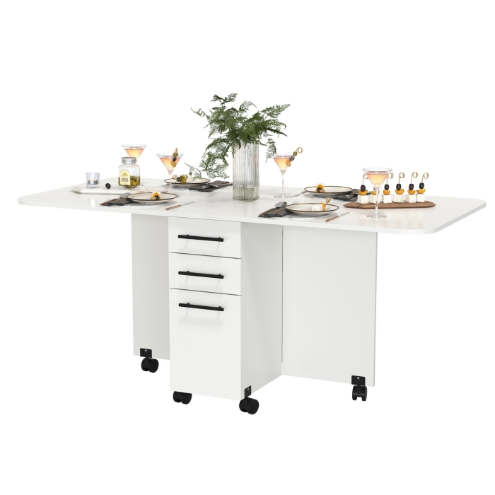 Стол-книжка с ящиками 1-6702бел, цвет белый, ШхГхВ 38х80х74 см. сложенный, разложенный два размера: 103/167х80х74 см.