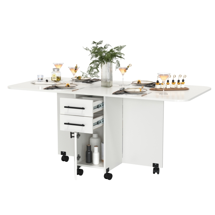 Стол-книжка с ящиками 1-6702бел, цвет белый, ШхГхВ 38х80х74 см. сложенный, разложенный два размера: 103/167х80х74 см.