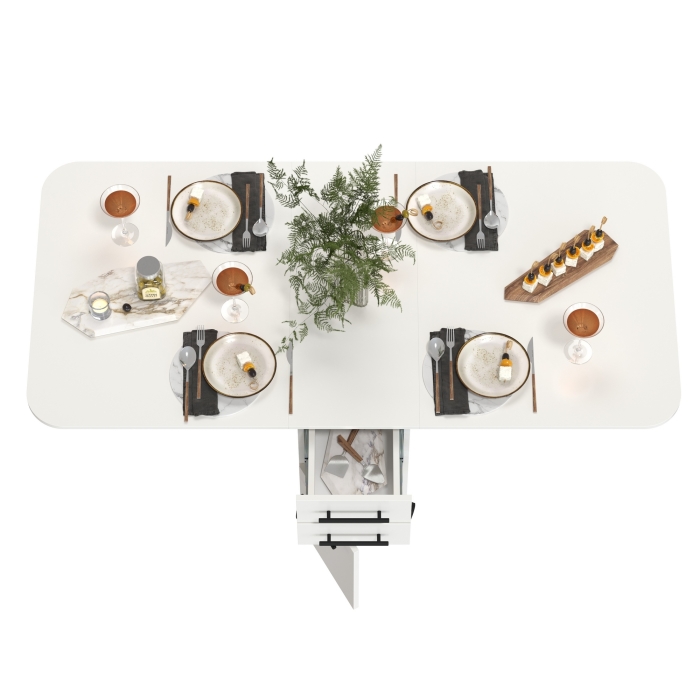 Стол-книжка с ящиками 1-6702бел, цвет белый, ШхГхВ 38х80х74 см. сложенный, разложенный два размера: 103/167х80х74 см.