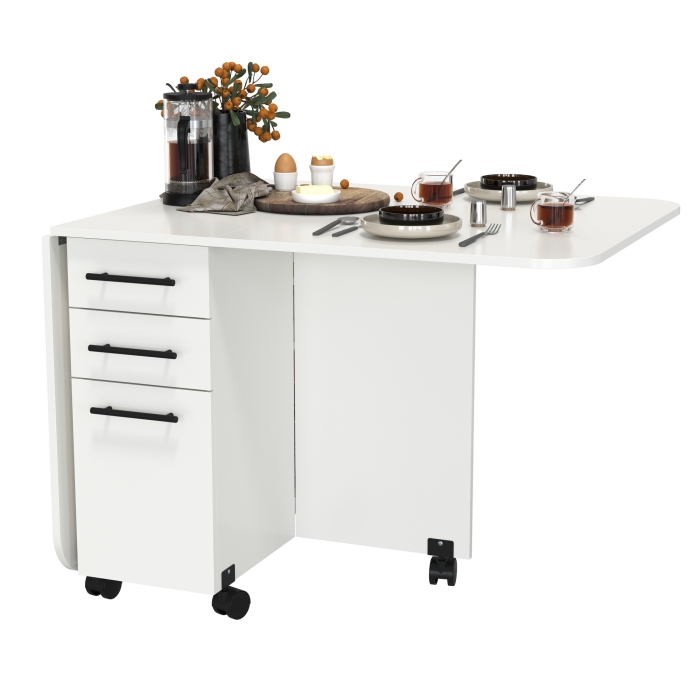 Стол-книжка с ящиками 1-6702бел, цвет белый, ШхГхВ 38х80х74 см. сложенный, разложенный два размера: 103/167х80х74 см.