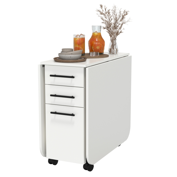 Стол-книжка с ящиками 1-6702бел, цвет белый, ШхГхВ 38х80х74 см. сложенный, разложенный два размера: 103/167х80х74 см.