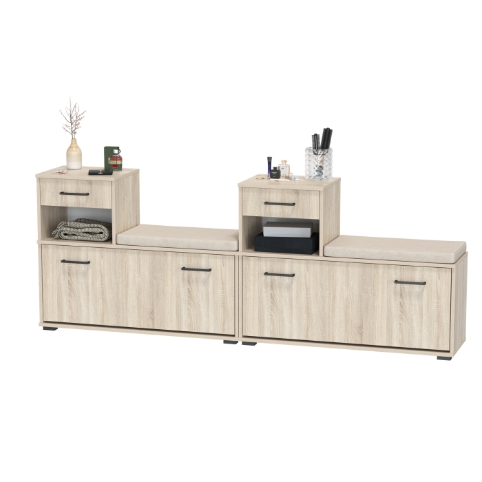 Лира ГК 2-0714+2-0714дубсон Тумба под обувь, цвет дуб сонома, ШхГхВ 200х33х75,5 см., универсальная сборка