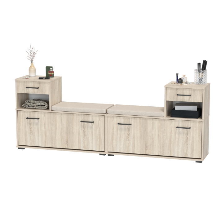 Лира ГК 2-0714+2-0714дубсон Тумба под обувь, цвет дуб сонома, ШхГхВ 200х33х75,5 см., универсальная сборка