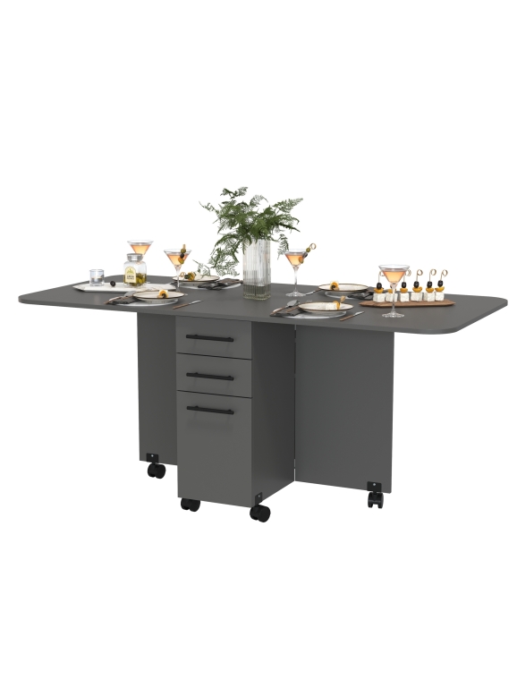 Стол-книжка с ящиками 1-6702граф, цвет графит, ШхГхВ 38х80х74 см. сложенный, разложенный два размера: 103/167х80х74 см.