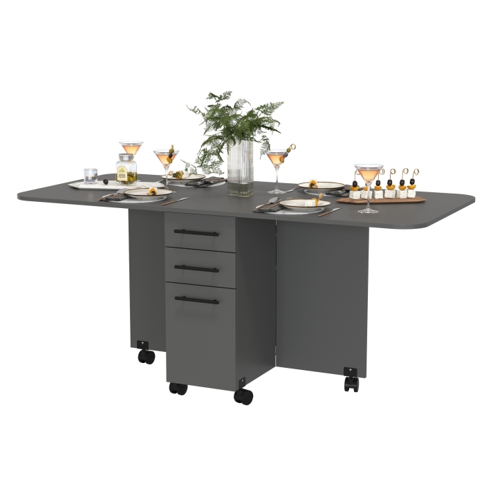 Стол-книжка с ящиками 1-6702граф, цвет графит, ШхГхВ 38х80х74 см. сложенный, разложенный два размера: 103/167х80х74 см.