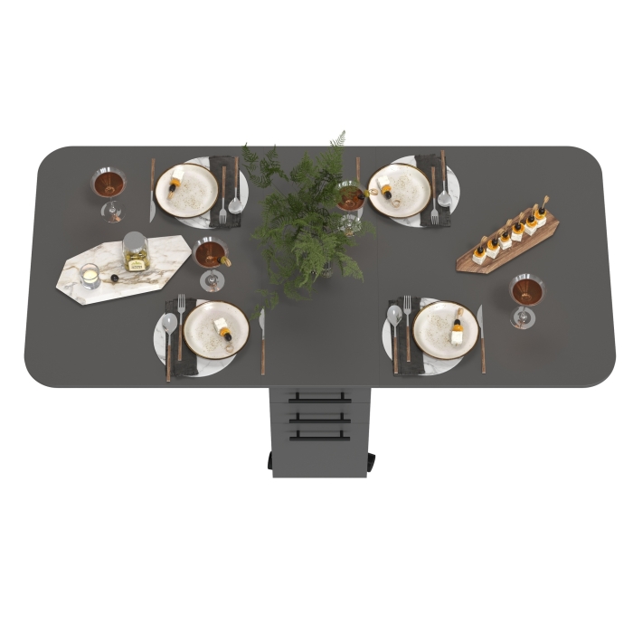 Стол-книжка с ящиками 1-6702граф, цвет графит, ШхГхВ 38х80х74 см. сложенный, разложенный два размера: 103/167х80х74 см.