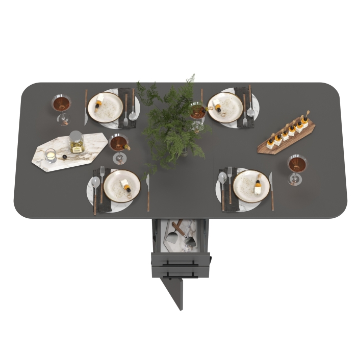 Стол-книжка с ящиками 1-6702граф, цвет графит, ШхГхВ 38х80х74 см. сложенный, разложенный два размера: 103/167х80х74 см.