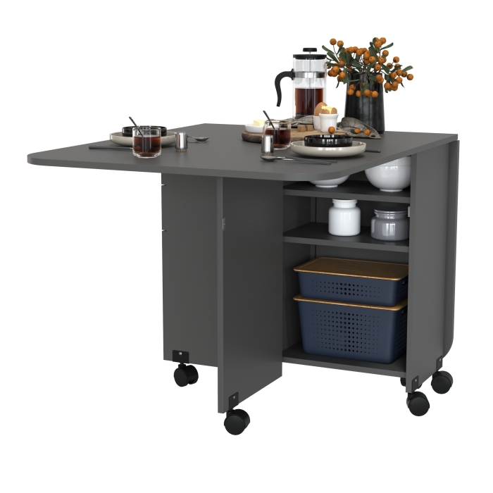 Стол-книжка с ящиками 1-6702граф, цвет графит, ШхГхВ 38х80х74 см. сложенный, разложенный два размера: 103/167х80х74 см.